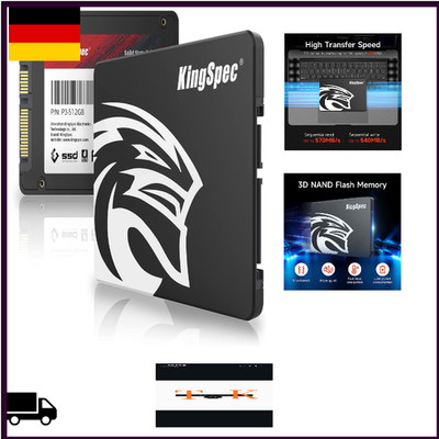 KingSpec 512GB SSD 2,5 Zoll SATA 3 3D NAND Flash Speicher