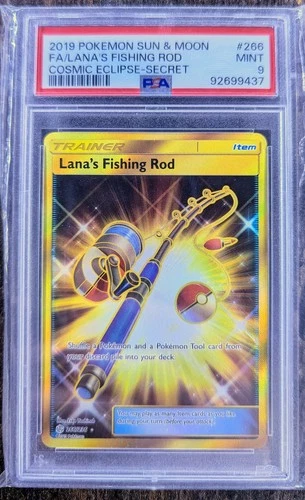 Lana's Fishing Rod Cosmic Eclipse Secret Rare 266 PSA 9 2019 Pokemon Sun & Moon