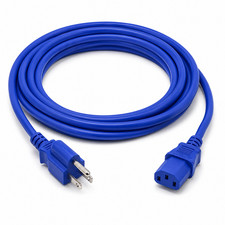 Universal Power Cord IEC320 C13 to NEMA 5-15P , Blue - 1 / 2 / 3 / 4 / 6 / 10ft