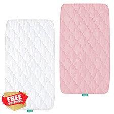 Biloban Bassinet Pad Cover White Pink Waterproof 2 Pack