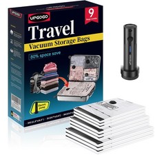 UPGOGO Travel Vacuum Bags for Luggage with Portable 9 Combo, Electric Pump
