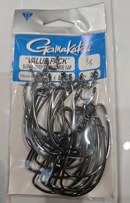 GAMAKATSU HOOKS 5/0 SUPER DEEP THROAT WIDE GAP HOOKS BLK 25cnt D4276