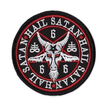 Hail Satan Baphomet 666 Leviathan Cross Patch | Sabbatical Goat Pentagram Logo
