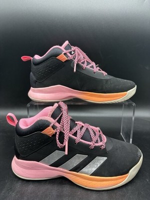 Adidas Cross Em Up Basketball Sneakers Shoes Black Pink Youth Size 3