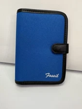 Vintage Fossil Blue Canvas Planner Organizer 6 Ring Binder Daytimer Address Book