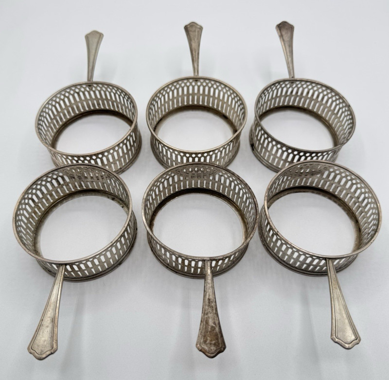 Sterling Silver Antique R. Wallace & Sons Pierced Open Salt Cellars Set of 6