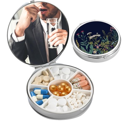 Pill Box，Small Pill Organizer (Portable 7 Compartment Capacity) Pocket or Wal...
