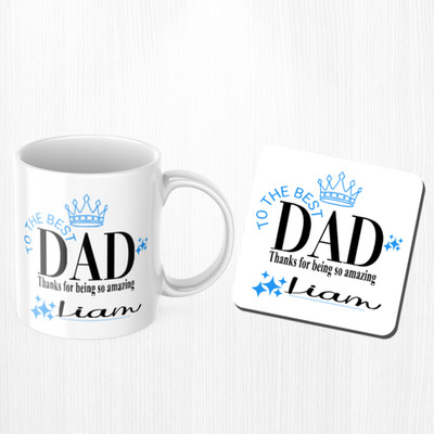 Personalisierte individuelle Papa Tasse individuell Kaffeetasse Spaß Geschenk Vatertag blau weiß