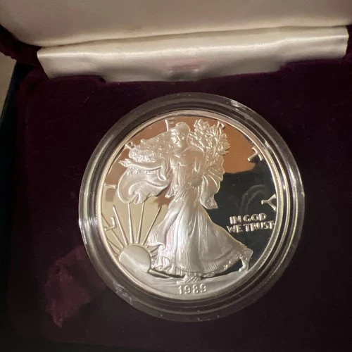 1989-S American Eagle Dollar 1oz 999 Fine Silver Proof Coin in OGP Box (No COA)