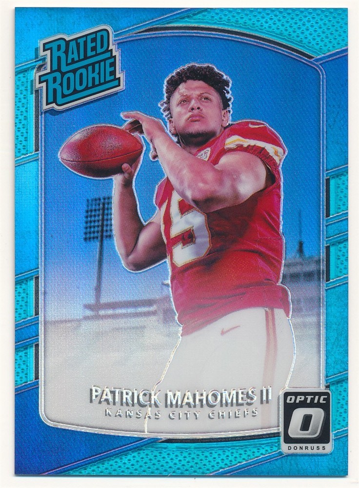 PATRICK MAHOMES 2017 DONRUSS OPTIC #177 RC ROOKIE AQUA HOLO PRIZMS SP #261/299