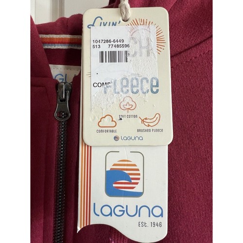 Sudadera con Capucha Laguna "Find Your Chill" Color Frambuesa Cremallera Para Hombres XL NUEVA - Imagen 6 de 8