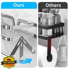 YIGII Garage Paper Towel Holder Wall Mount Shelf Stainless Steel 4 Hooks Silver