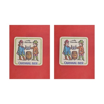 Cardinal Bier Mann grüner Hut Brauerei Bierdeckel Beermat