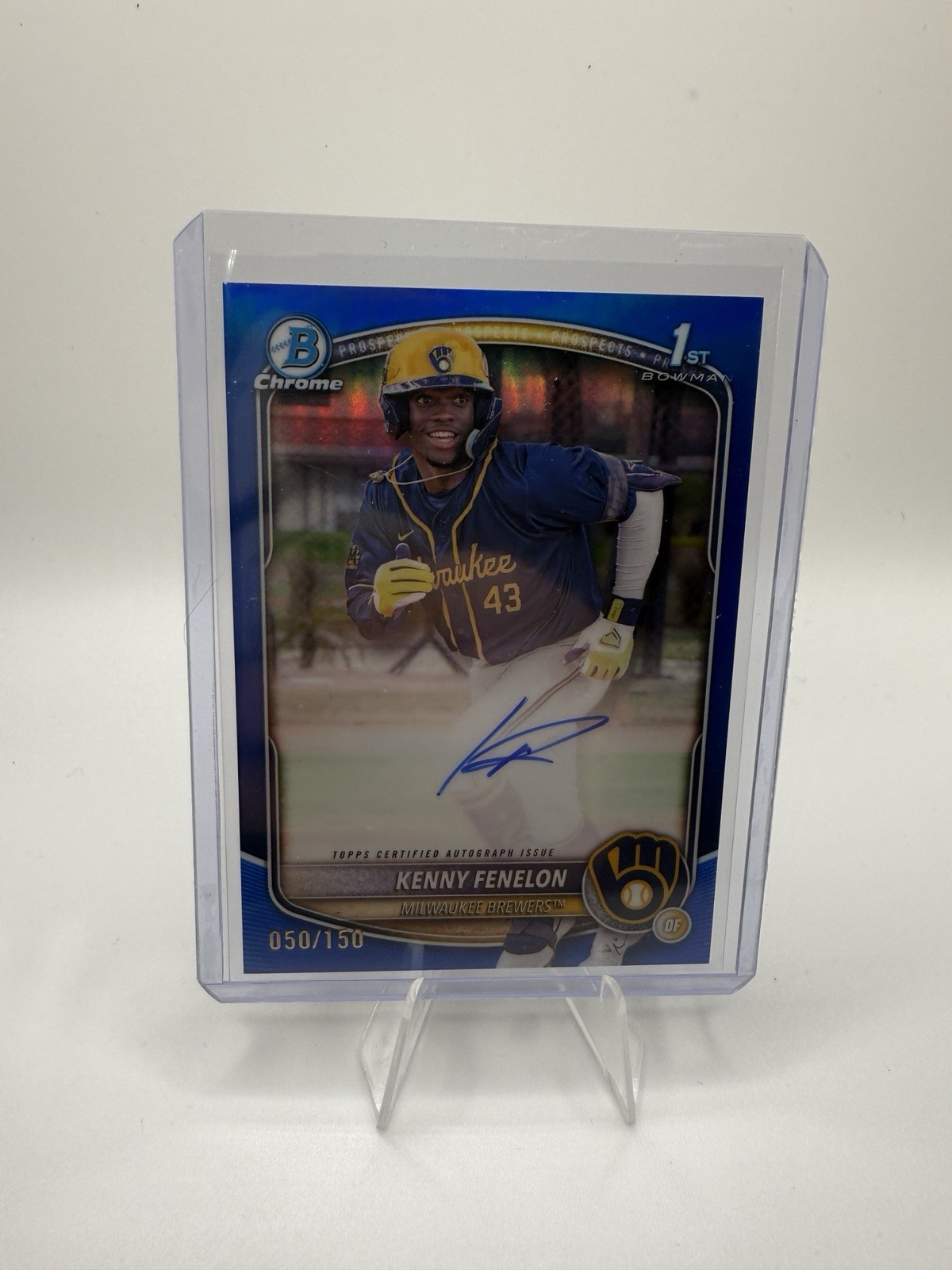 2025 Bowman Chrome Kenny Fenelon Auto Blue Refractor 1st Prospect /150