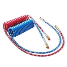 Semi Truck Air Brake Line Hose Coil Assembly 15FT Long Tail Air Brake Line