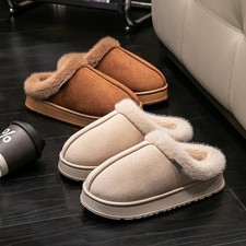 Women's Fuzzy Fluffy Slippers Faux Fur Lined Indoor House Shoes Warm Comfortable