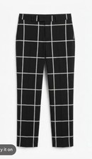 NWT Lauren Ralph Lauren windowpane plaid ankle Pants Size 6 Black White