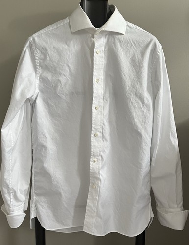 Anthony Sinclair White Cocktail Cuff Dress Shirt 40 Slim James Bond Sean Connery