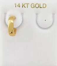 PLAIN HUGGIE Single EARRING 14K GOLD - NEW WITH TAG - SNAP CLOUSURE