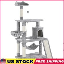 63 Inch Multi-Level Cat Tree W/ Condo Hammock Scratching Posts Interactive Toys