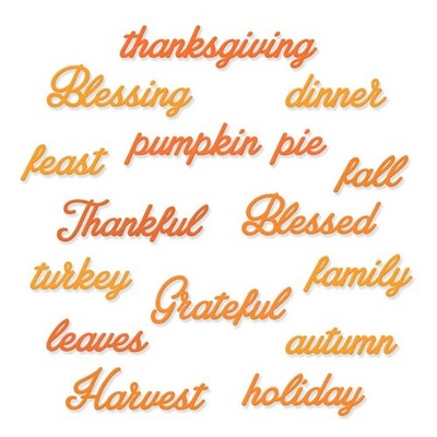 16 Pieces Thanksgiving Words Thinlits Cutting Dies, Pumpkin Autumn Letter Die...