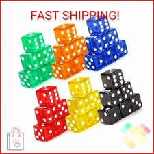 Hooqict 36 Pieces Casino Dice Set 19mm Large Dice Game Acrylic 6 Sided Colored D