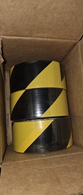 3-Pack Safety Tape 2  x 36 Yards Vinyl Black/Yellow Hazard Tape   3 Rolls Box