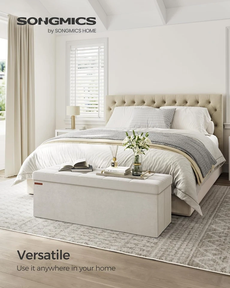 SONGMICS Storage Ottoman Foldable Foot Rest 38 x 110 x 38 cm LSF277W51 - Image 4 of 4