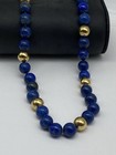 13k Yellow Gold Lapis Lazuli Vintage Beaded Necklace 98.1g — photo 3