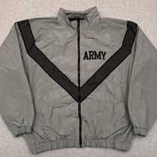 JWOD PFU Skilcraft US Army Windbreaker Jacket Mens Medium LONG Gray Full Zip