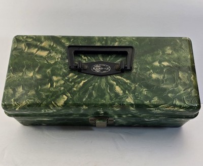Vintage Plano Molding Co. Green Marbled  Tackle Box w/Hinged Tray