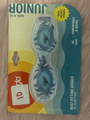Speedo JR. Glide Print Junior Swimming Goggles Blue Easy Adjust Straps