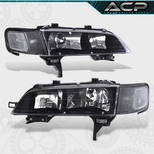 For 94-97 Honda Accord Black Housing Headlights Clear Corner Bumper Lamp Lhrh