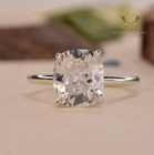 IGI Lab Grown Diamond Hidden Halo Ring Solid 14K White Gold 1.80 Ct Cushion Cut