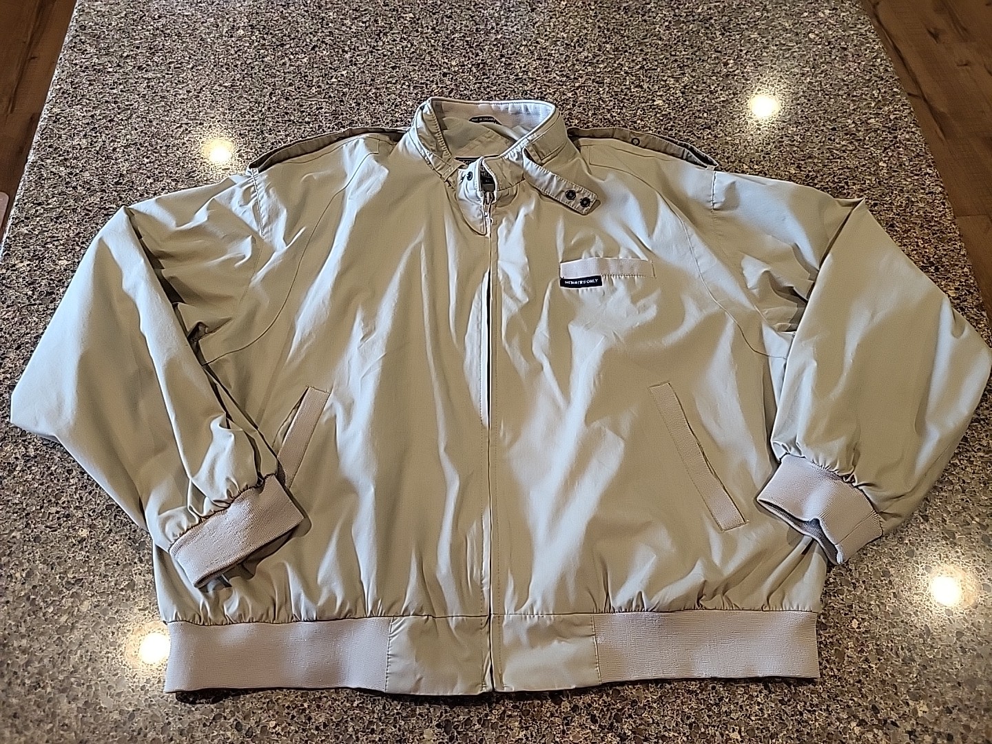 Members Only Moto Racer Jacket Mens XL Beige Bomber Windbreaker VINTAGE