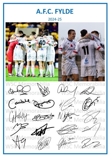 11714. AFC Fylde Signed Team Sheets (A4 Prints) CHOOSE A SEASON 2023-25