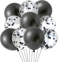 20 StüCk Luftballons Schwarz, 12 Zoll Helium Ballons Konfetti Metallic Schwarz L