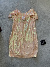 NWT Lulus Size Medium Pink/champagne Sequin Part Lu Prom Dress