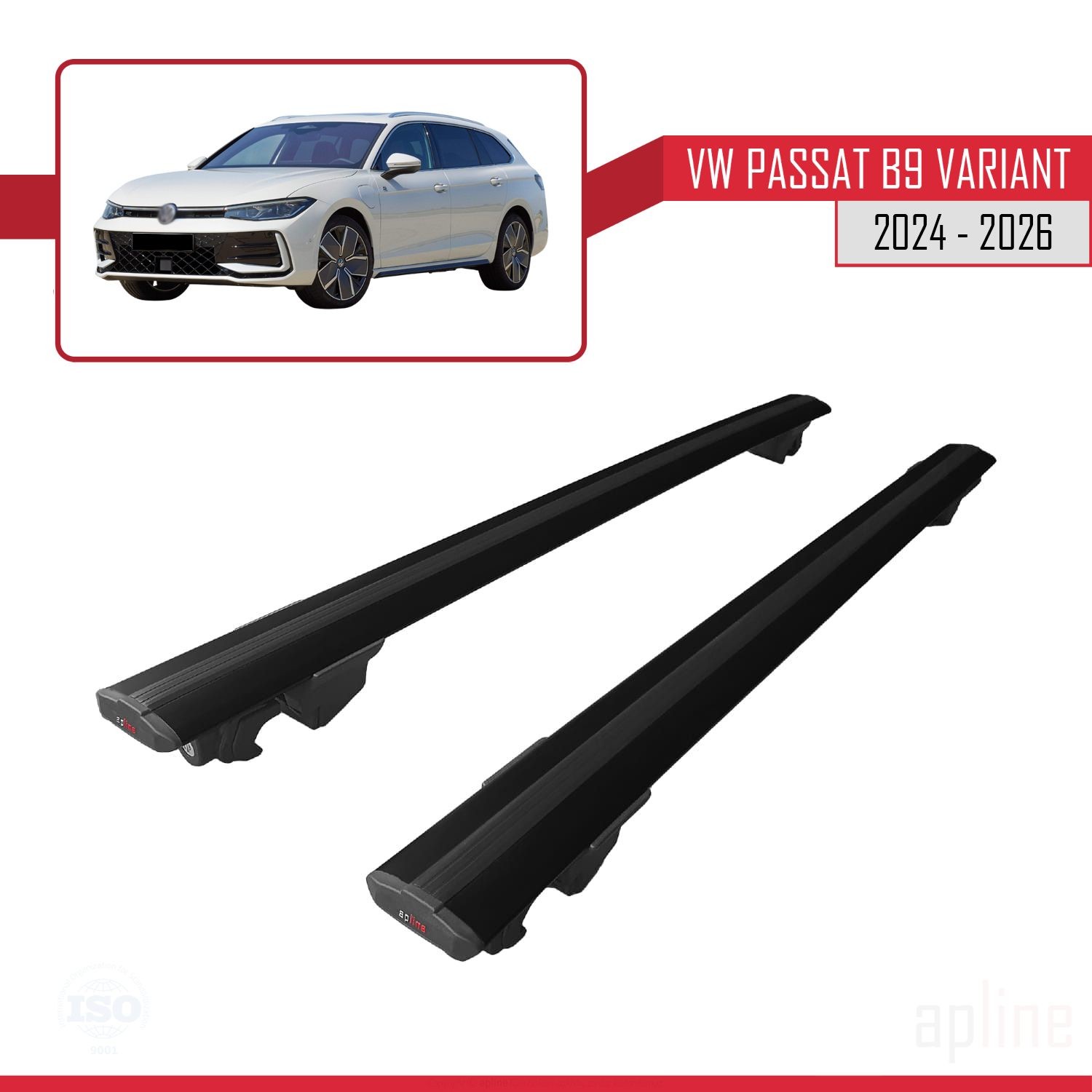 Barres de toit noires HOOK pour Passat B9 Variant 2024-2026
