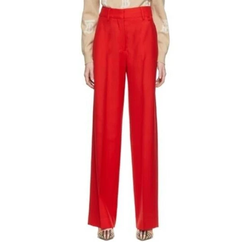 Pantalone Burberry motivo lana rosso brillante 0