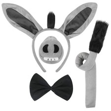 4 Pcs Donkey Costume Set - Ears Headband, Nose, Tail and Bow Tie - Animal Fan...