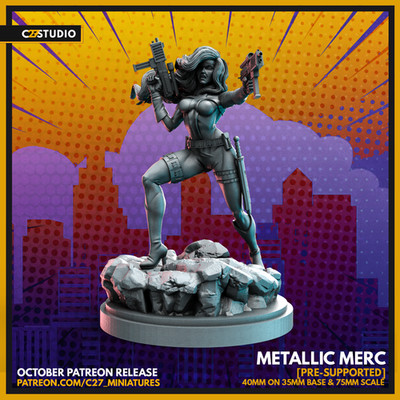 C27 - Silver Sable Fan Sculpt (40mm Marvel Crisis Protocol Scale)