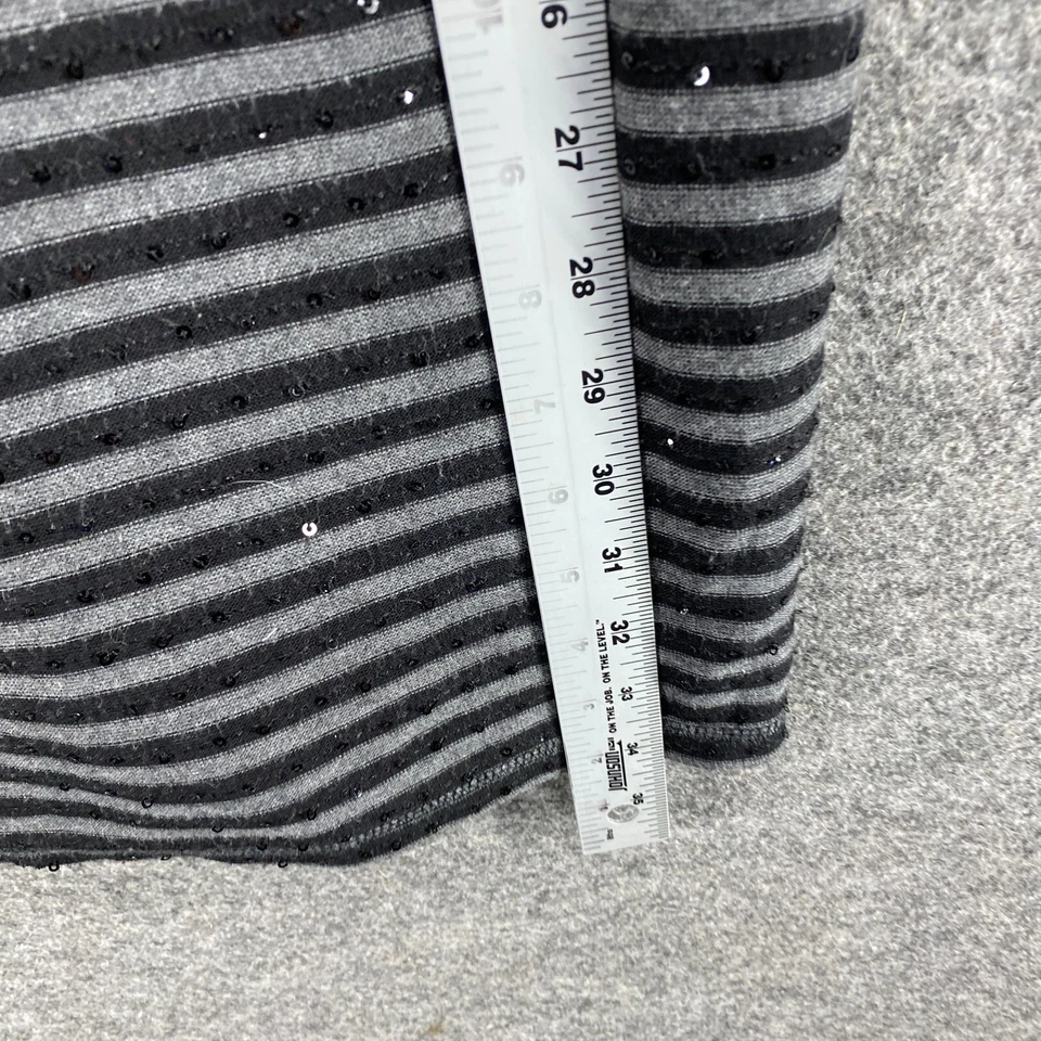 Vestido Express Mujer M Mediano Negro Rayas Cambio Midi Forrado Manga Larga Lentejuelas Foto 4 de 4