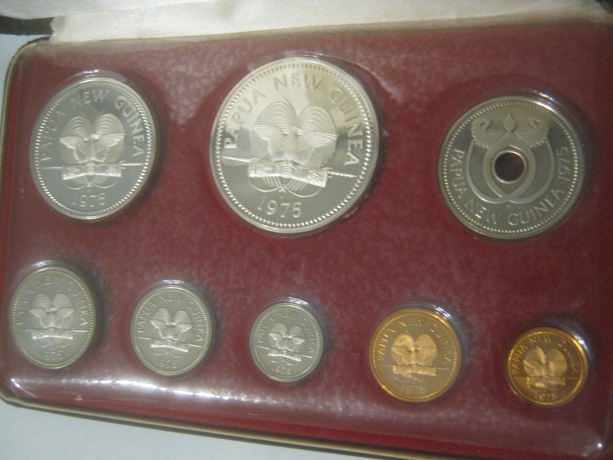 Papua New Guinea 1975 Proof Set w/ Sterling Silver 10 Kina, KM# 1