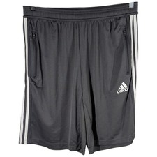 Adidas Prime Green AeroReady Shorts Mens Large Gray Drawstring and Zip Pockets