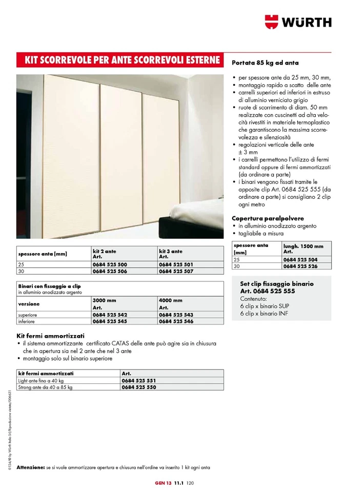 Coppia Fermi Ammortizzati per Ante Scorrevoli - WÜRTH 0684525550 - Immagine 2 di 4
