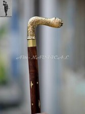 Brass Victorian Style Head Handle Walking Stick Handmade Wooden Cane Gift