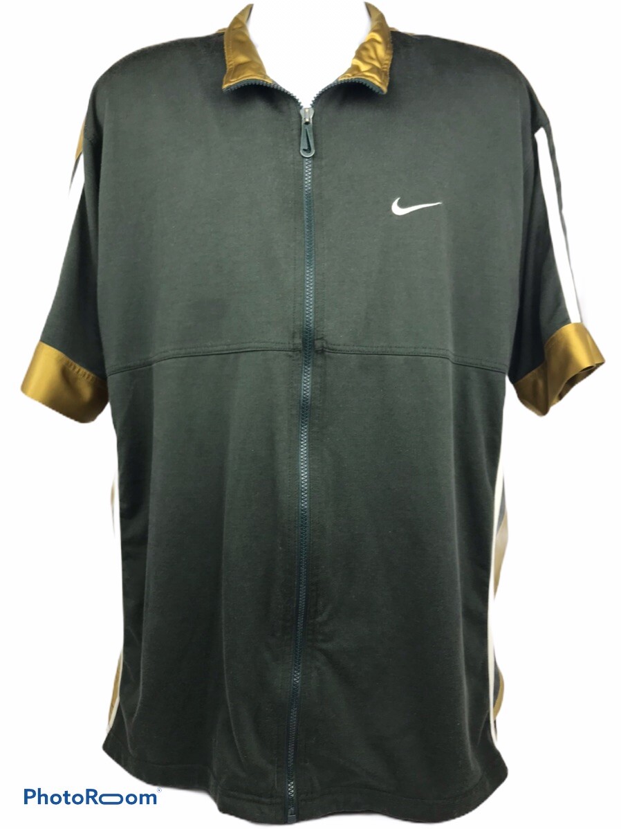 SACAI X NIKE Giacca Nike uomo grande verde e oro full zip manica corta