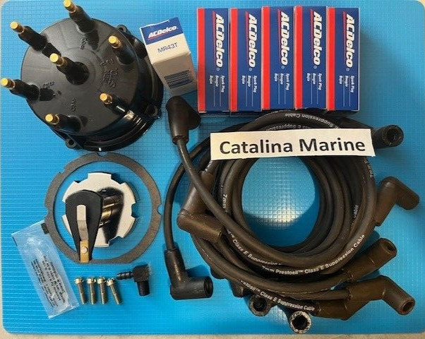 MERCRUISER 4.3 L THUNDERBOLT TUNE UP KIT CAP ROTOR WIRES SPARK PLUGS