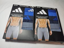 Adidas 6-PACK MENS SIZE SMALL LONG BOXER BRIEFS PERFORMANCE MESH SPORT BLUE LOT